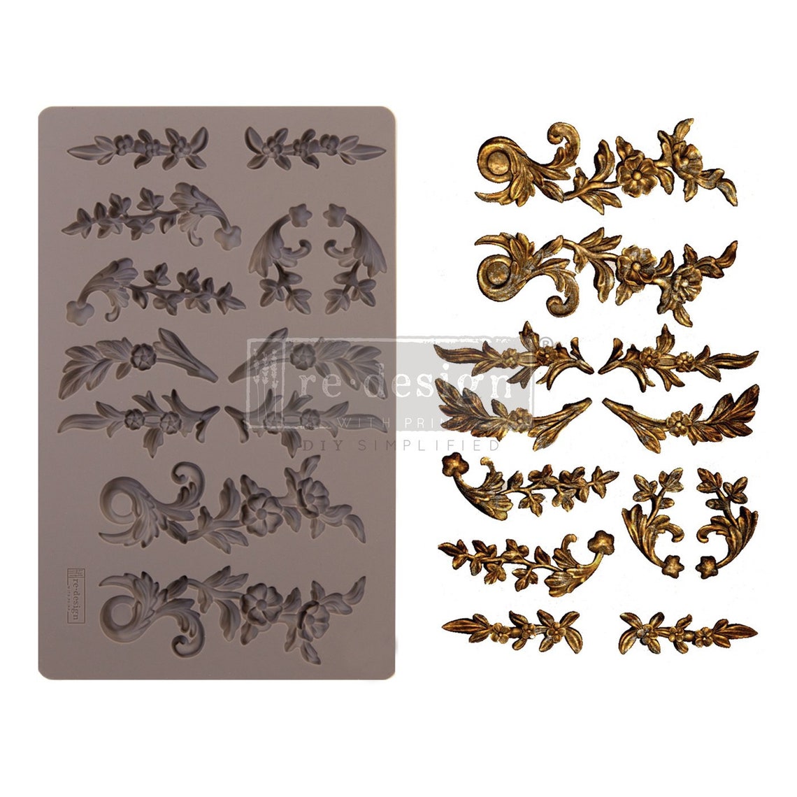 DELICATE FLORA – 5″ X 8″, 8MM THICKNESS - REDESIGN DÉCOR MOULDS®