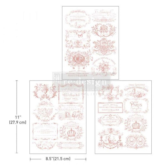 VINTAGE LABELS III -  MIDDY DECOR TRANSFER - 3 SHEETS, 8.5" X 11"